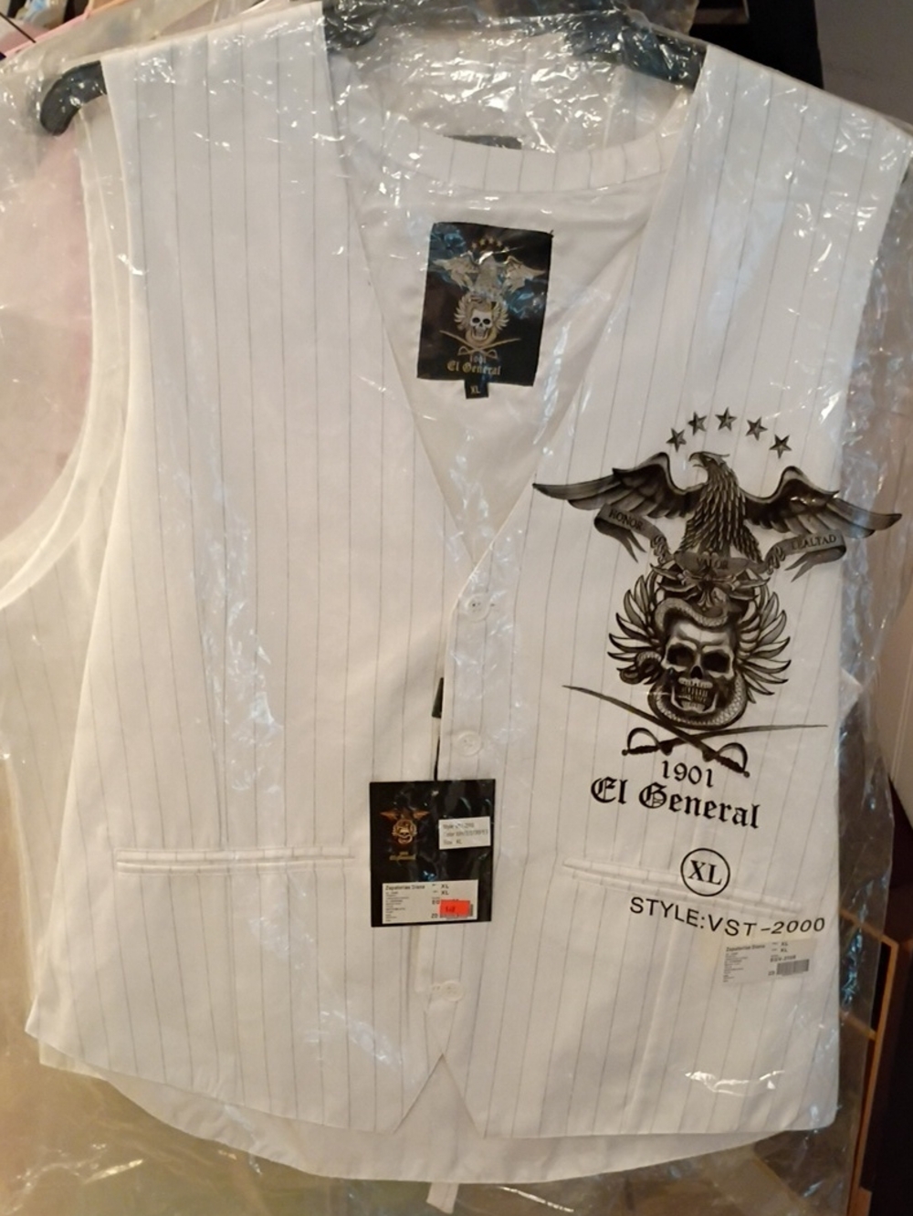 El General White Pinstripe Men's Dress Vest (Many Sizes)